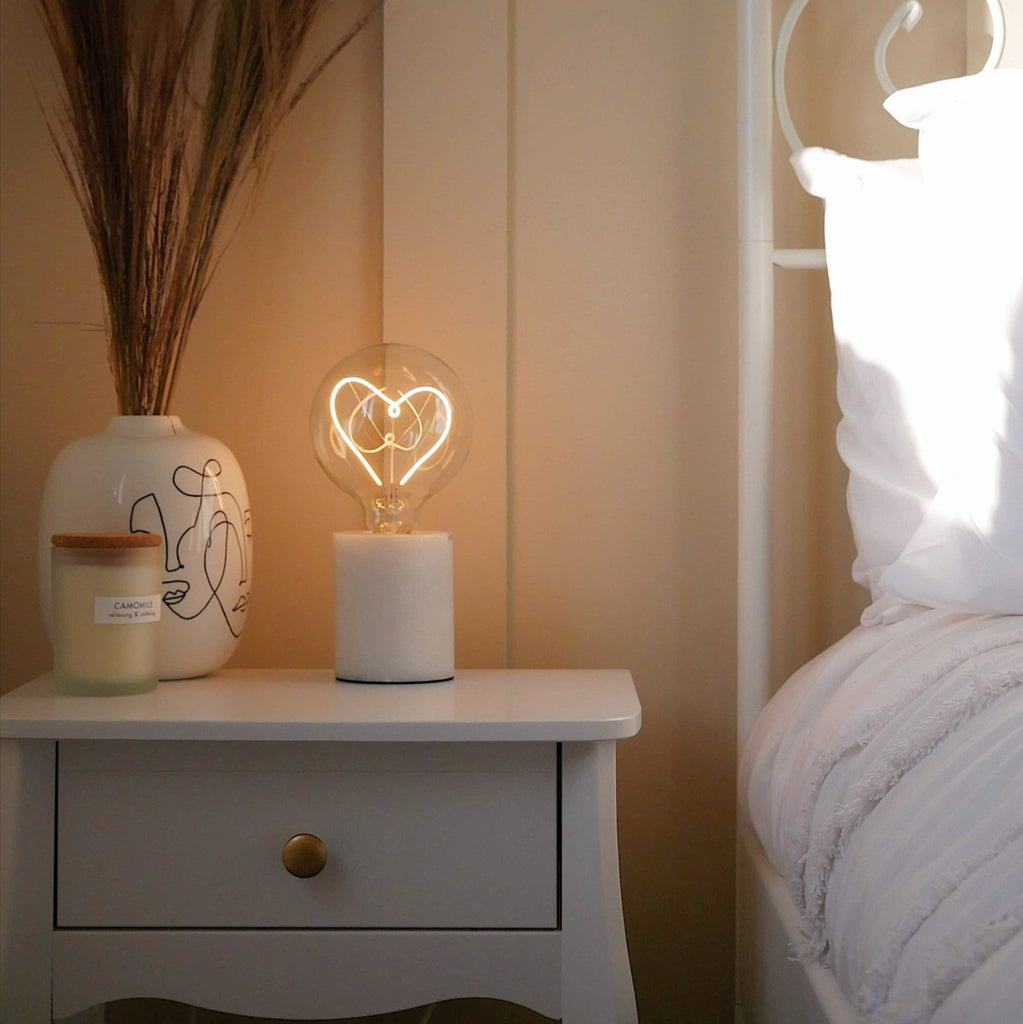 Marble Lamp with Neon Heart