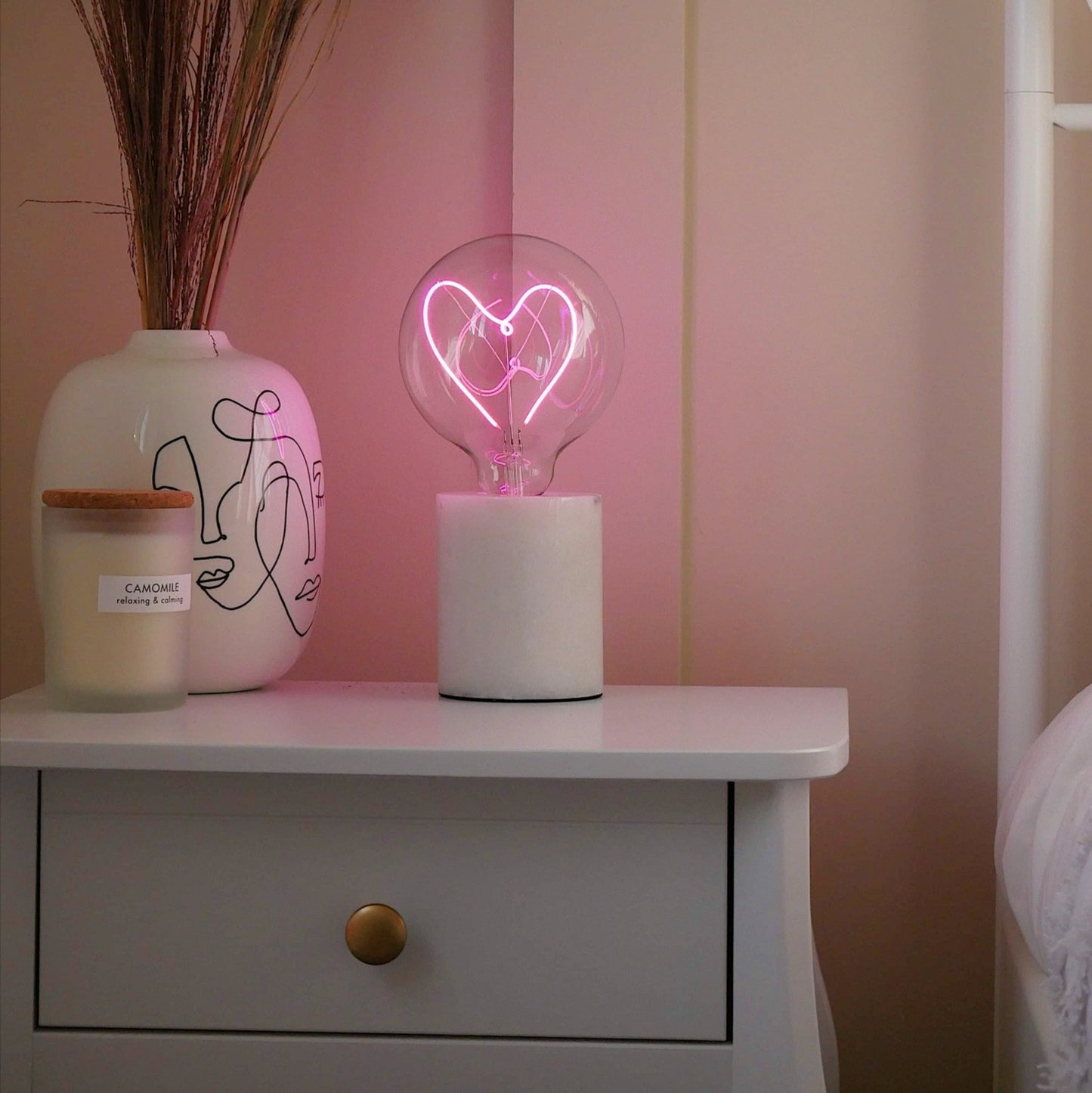 Marble Lamp with Neon Heart